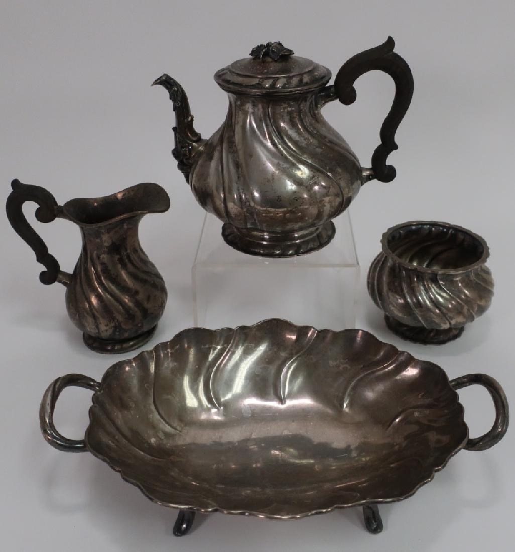 Four Pieces of .800 Silver, German/Austrian: Four Pieces of .800 Silver, German/Austrian. Total Gross Weight: 53 ozt (4 pcs.) (DAISY3300/4)(PR) Dimensions: Handled Dish: 13" L Provenance: From the Collection of the Atlanta Family of Alfred Uhry,