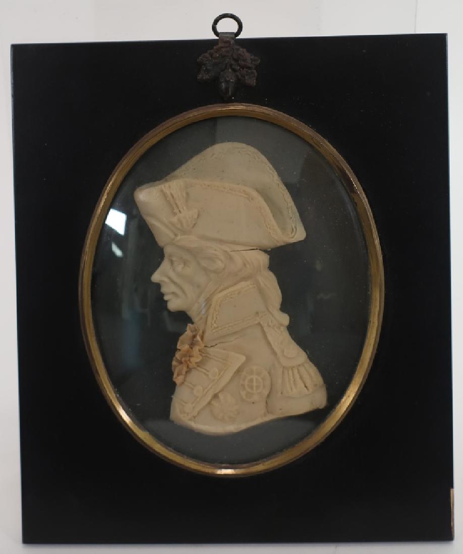 Leslie Ray, UK, Lord Nelson, Wax Relief: Leslie Ray, UK, b. 1924, Lord Nelson, Wax Bas Relief, inscribed verso. (GSHE3000)(TC) Dimensions: relief 4x2.5", framed 7x6 Provenance: From the Collection of prominent Author, Gail Sheehy whose best 