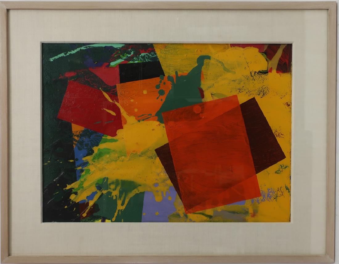 Constance Kheel "Paper Series # 3" 1983: Acrylic on paper. Unsigned. Label on verso "Andre Zarre Gallery" (QWET3422)(AC) Dimensions: Art: 21" x 15" Framed: 28" x 22" Provenance: From the Estate of Deborah Wetzler, East 57th Street, NYC. A pr