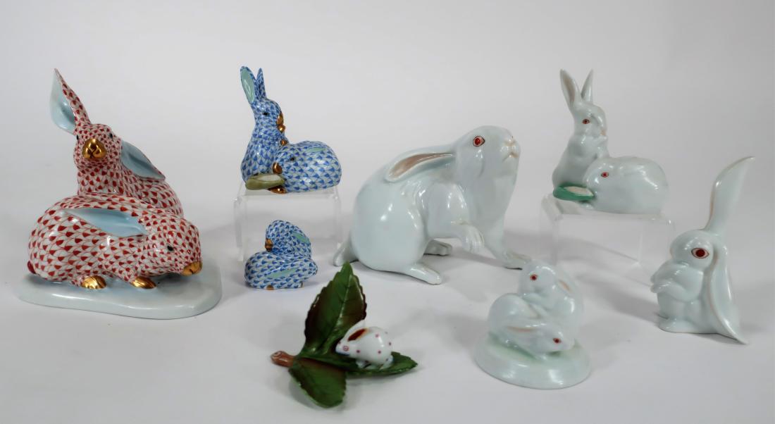 Group of 8 Herend Porcelain Rabbits (1 of 6)