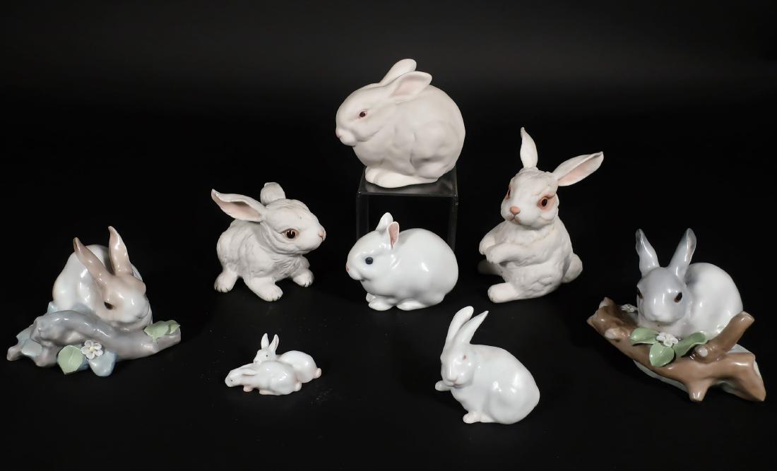8 Porcelain Rabbits: Boehm,Royal Copenhagen, et al (1 of 7)