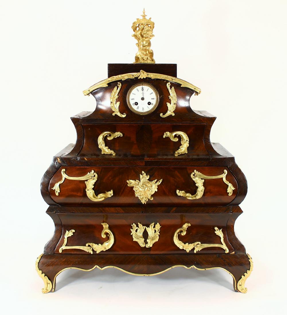 French Regency Mahogany Mantle Cabinet Clock (1 of 11)