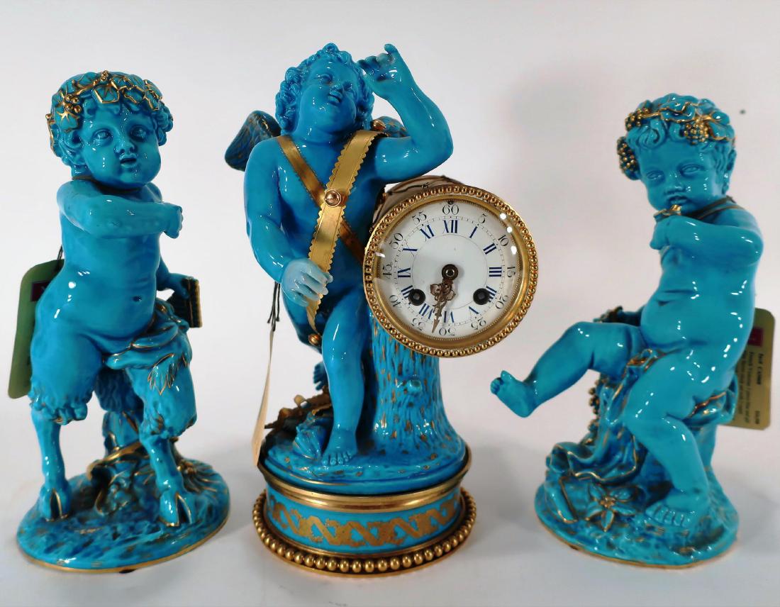 French Victorian 3-Pc Sevres Clock Set (1 of 9)