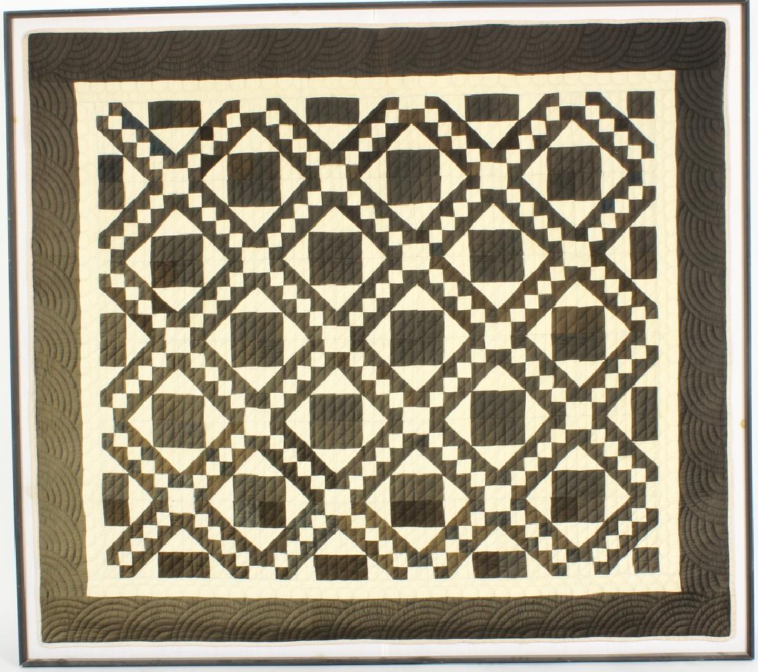Large Vintage Black and White Framed Quilt (1 of 6)