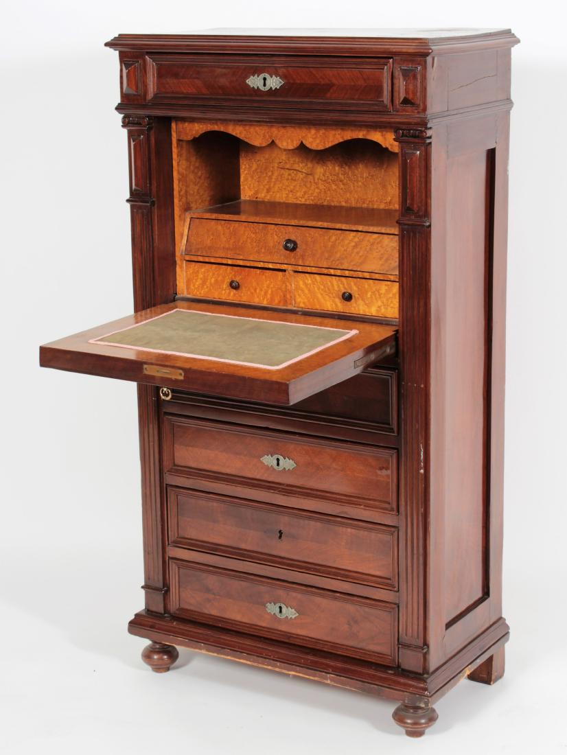 Fall Front Secretary Mahogany w/ Bird's Eye Maple (1 of 7)