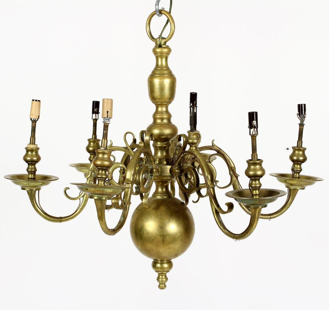 Bright Brass Four Arm 8-Light Chandelier (1 of 6)