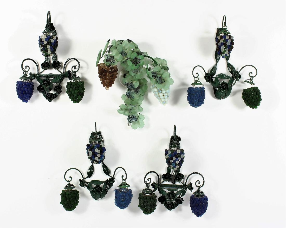 Lot of 5 Glass & Metal Grape Motif Sconces (1 of 8)