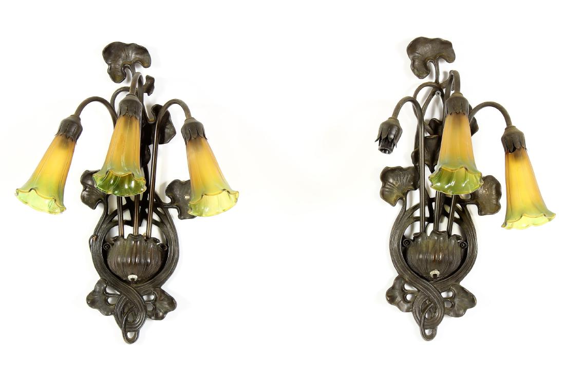 Pair of Art Nouveau Style Sconces of Lilies (1 of 6)