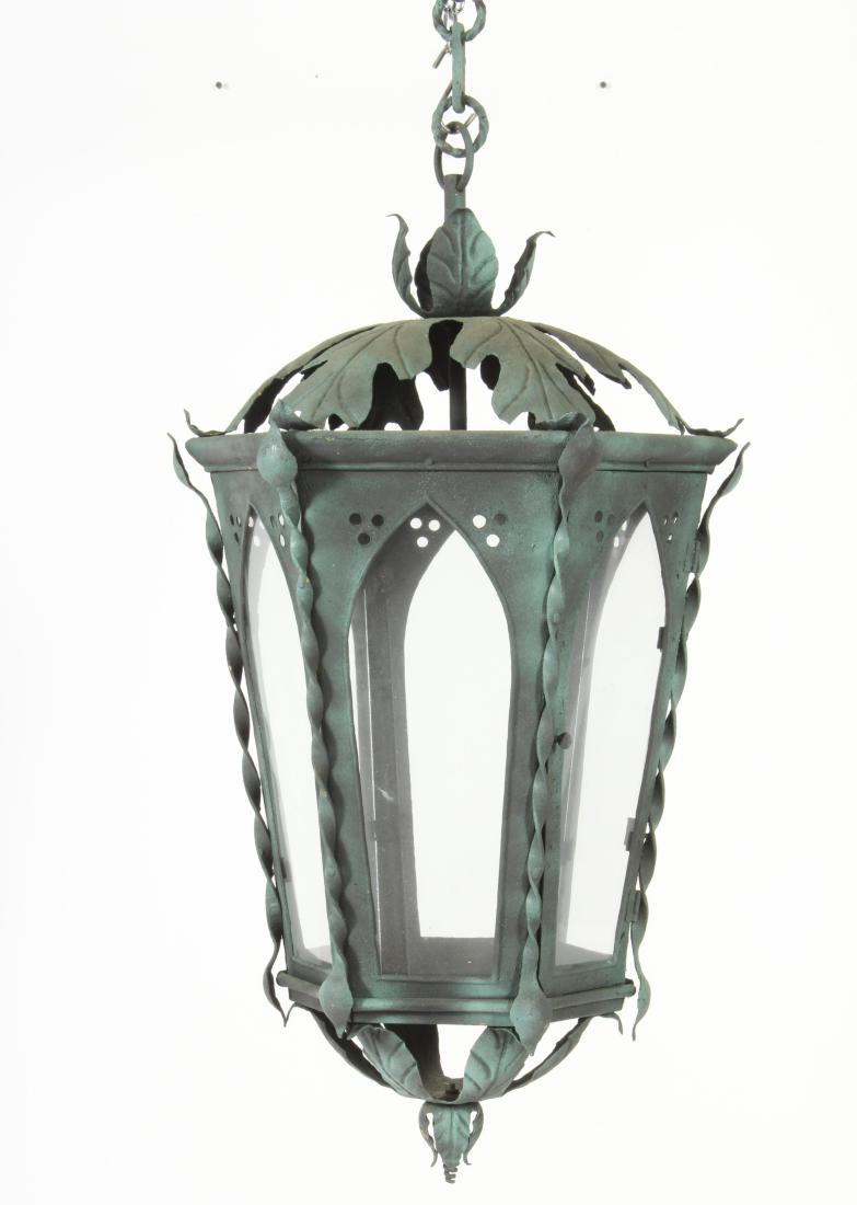 Large Faux Verdigris Hexagonal Metal Lantern (1 of 6)