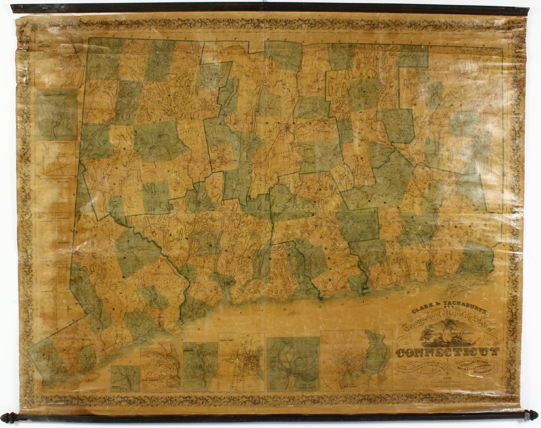 Antique Clark & Tackabury Connecticut Map,1859 (1 of 12)