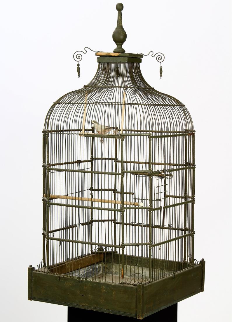 Painted Metal and Wood Birdcage (1 of 9)
