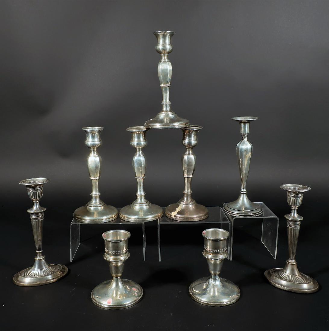 Nine Sterling English & American Candlesticks (1 of 9)