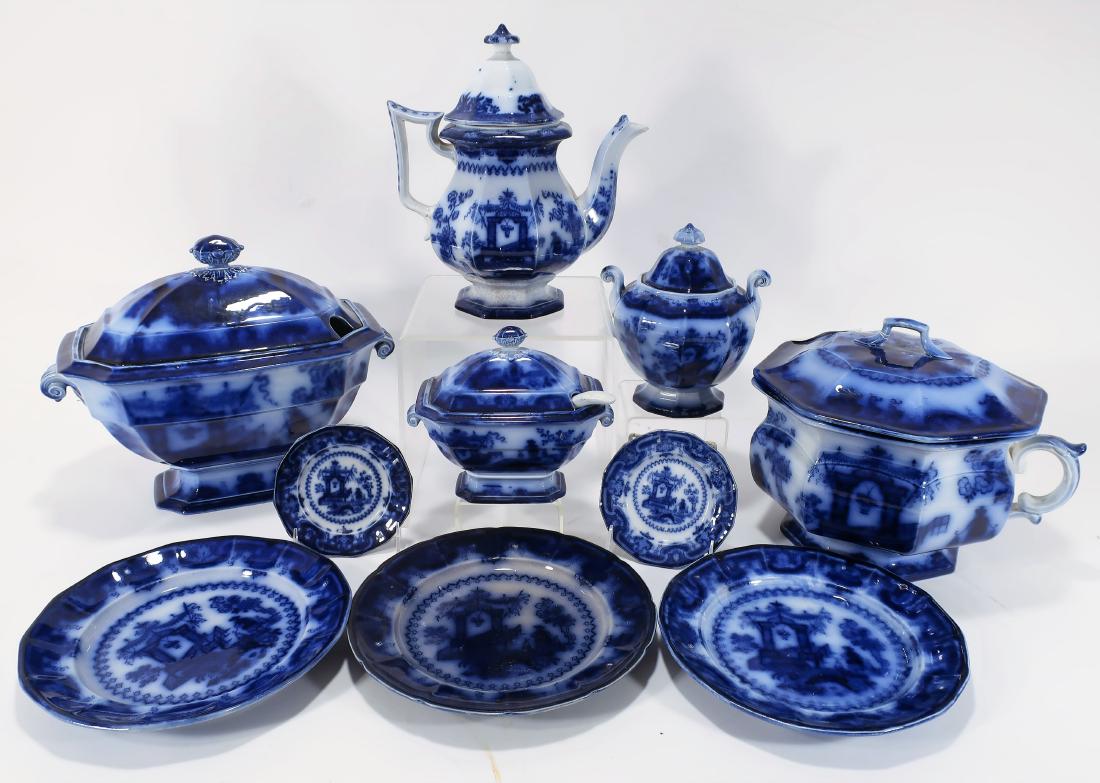 Flow Blue Chamber Pot, Tureen "Oregon" Pattern (1 of 8)