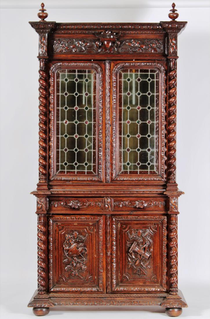 Renaissance Revival Oak Bookcase / Cupboard 19th c (1 of 11)