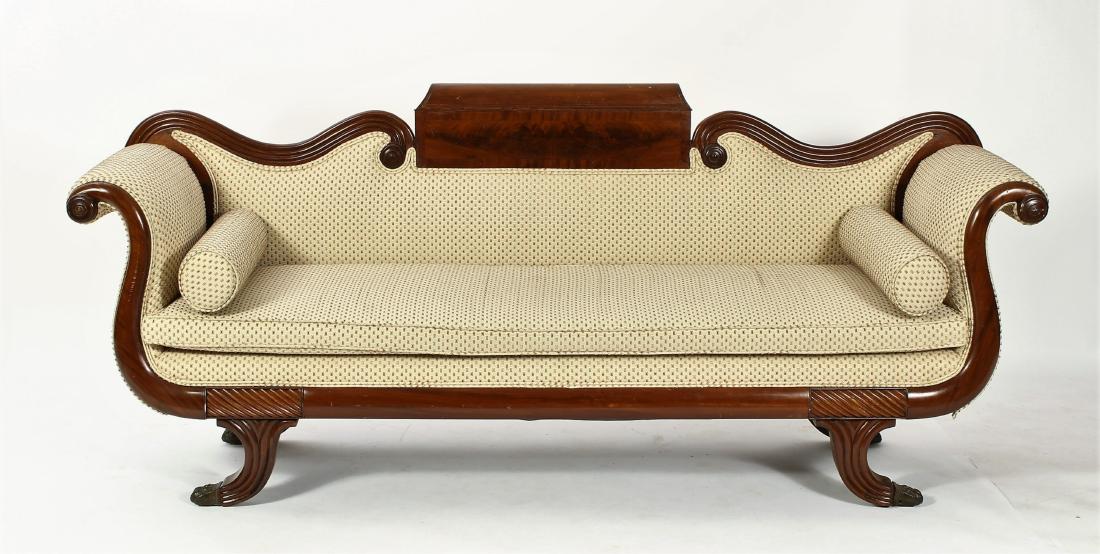 Empire Carved Mahogany Upholstered Sofa (1 of 9)