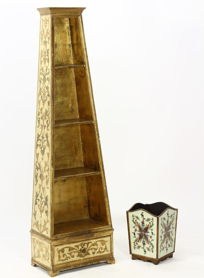 Italian Gilt Decorated Canted Bookcase (1 of 5)