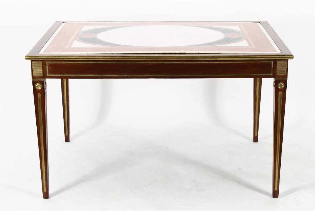 Louis XVI Style Mahogany/Brass/Stone Dining Table (1 of 7)