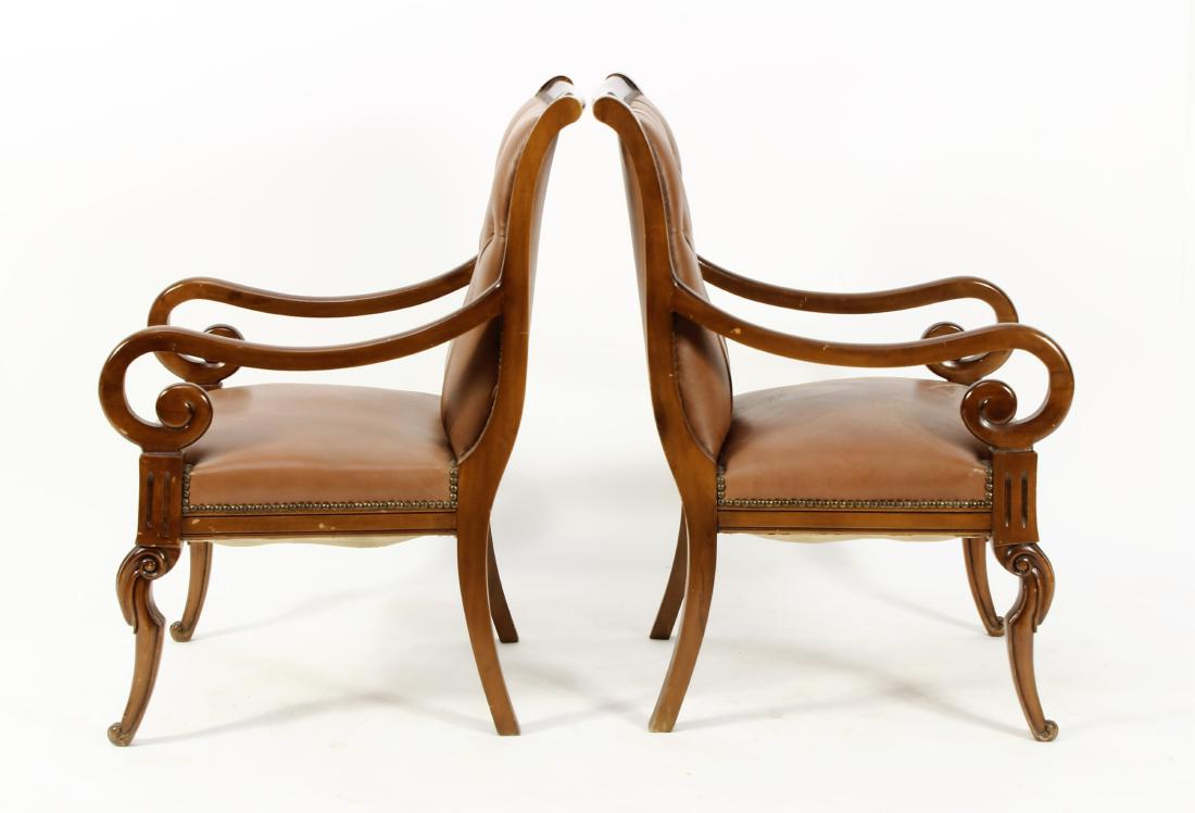 Pair of Regency Style Wood/Leather Armchairs (1 of 8)