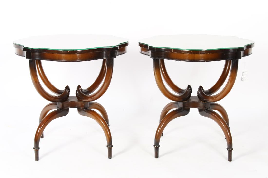 Pair Mahogany Shaped Top Side Tables c. 1940 (1 of 8)
