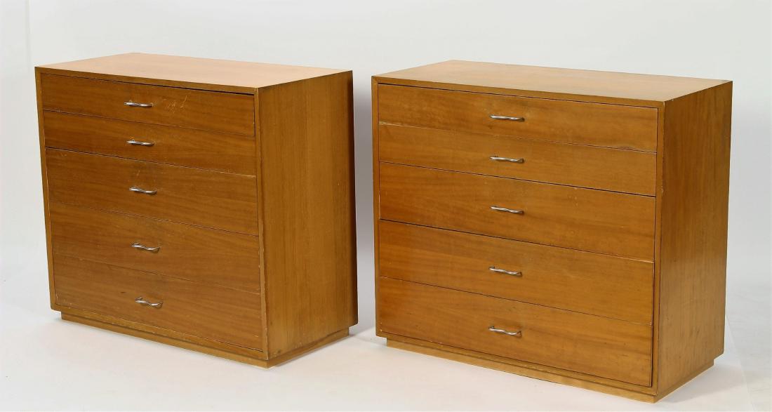 Pair of Herman Miller 5-Drawer Chest of Drawers: Pair of George Nelson for Herman Miller 5-Drawer Chest of Drawers, each with 2 fitted drawers, label in top drawer (2 pcs.)(LLOW5300/2)(PR/EK)Dimensions: 35 5/8" H x 40" W x 18 1/2" D Provenance: Prop