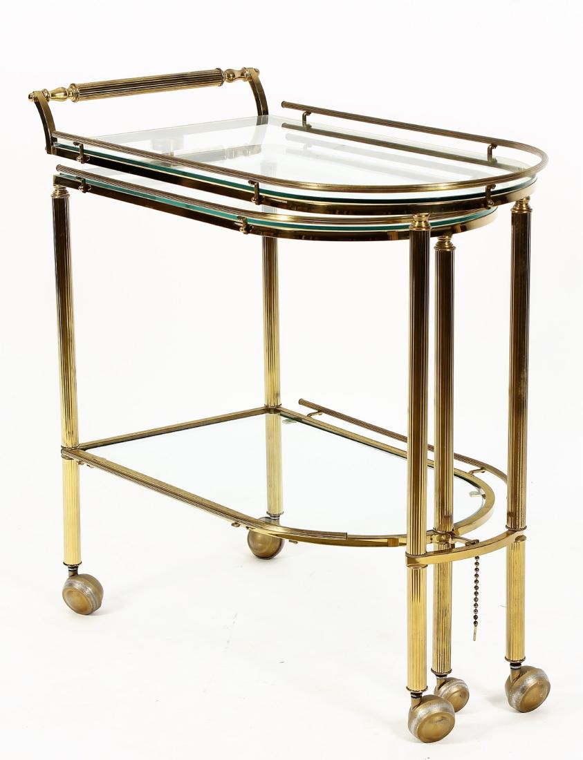 Brass-tone Metal 2-Tier Service Cart Glass Shelves (1 of 7)