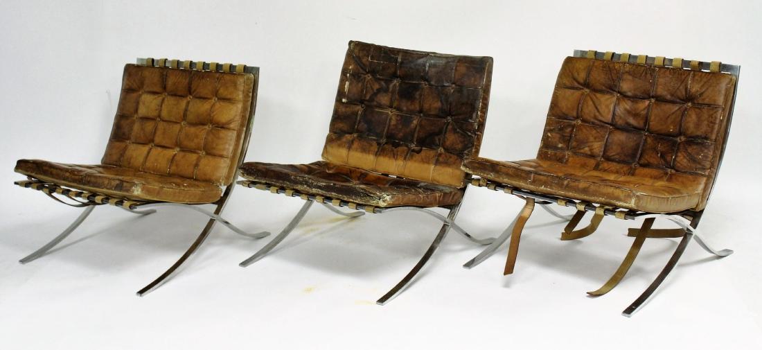 Group of 3 Knoll Chrome & Leather Barcelona Chairs (1 of 10)