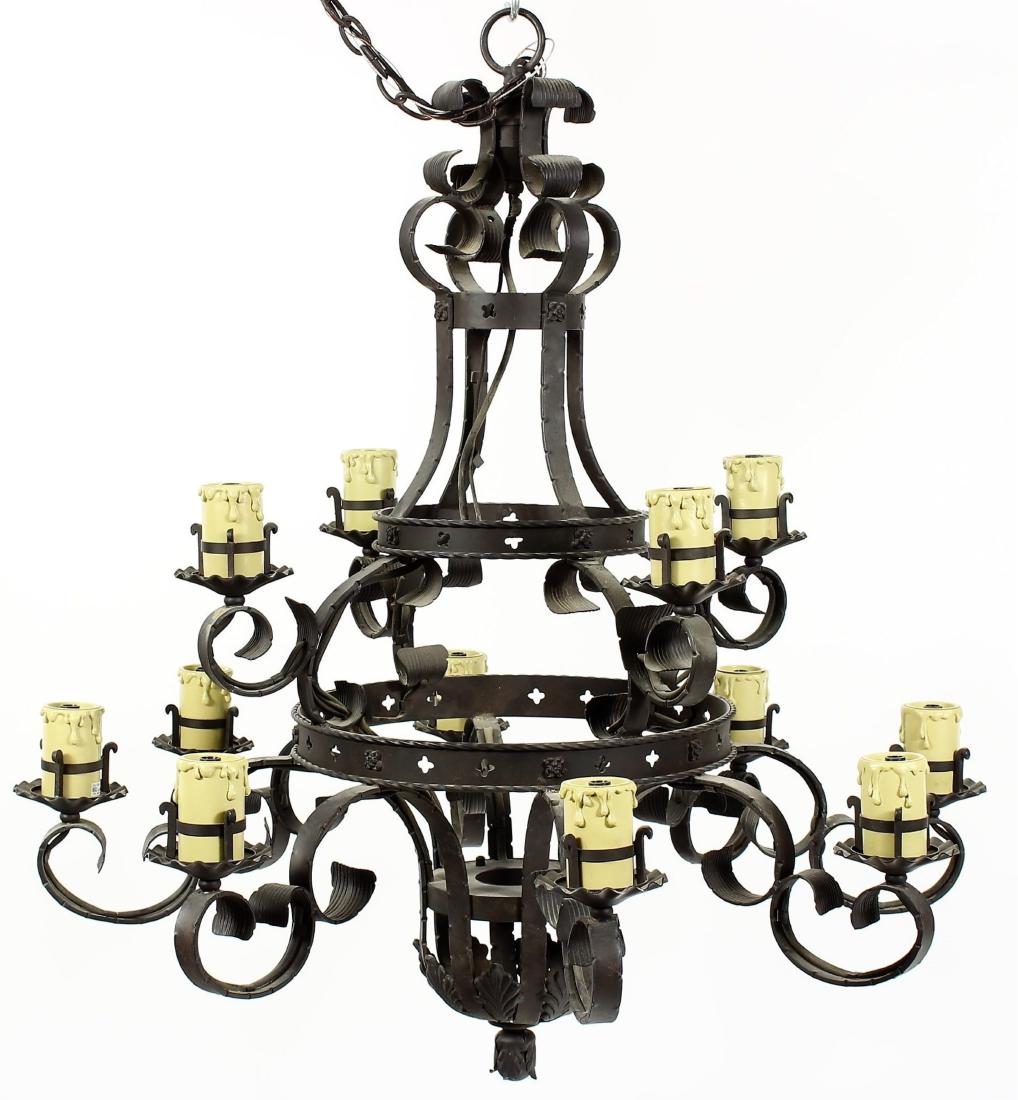Large Gothic Style Forged Iron Chandelier (1 of 6)