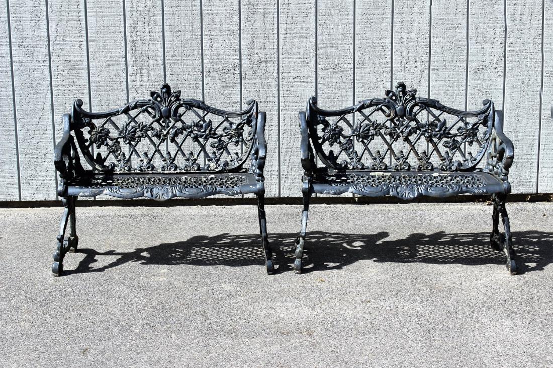 Pr. of  Victorian Iron Garden Benches c.1900 (1 of 6)