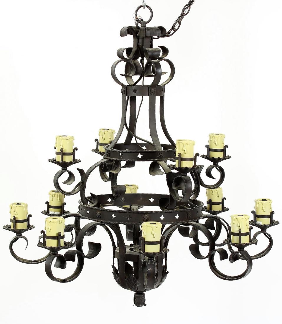Large Gothic Style Forged Iron Chandelier (1 of 6)