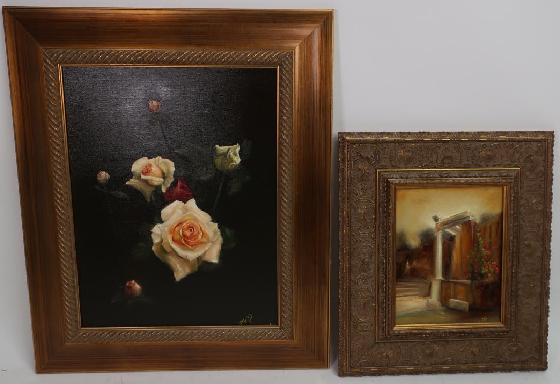 Two Still Lifes; Roses & Red Flower Trellis o/c's (1 of 9)
