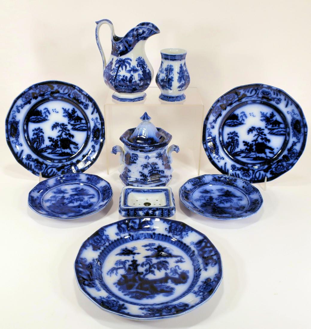 Flow Blue "Pelew", "Khyber" & "Hong Kong" Patterns (1 of 8)