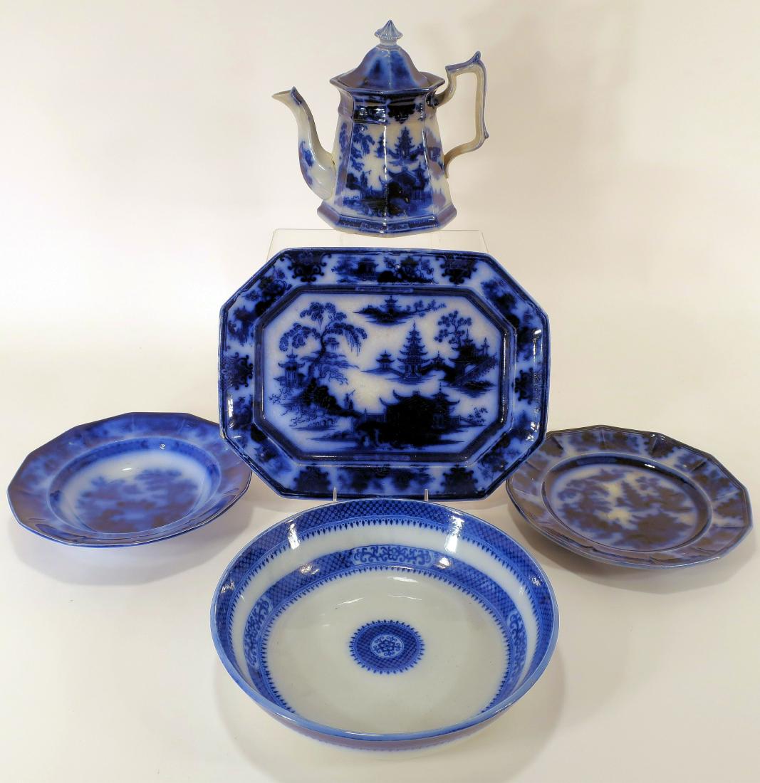 "Tonquin" and "Pekin" Pattern Flow Blue Ironstone (1 of 7)