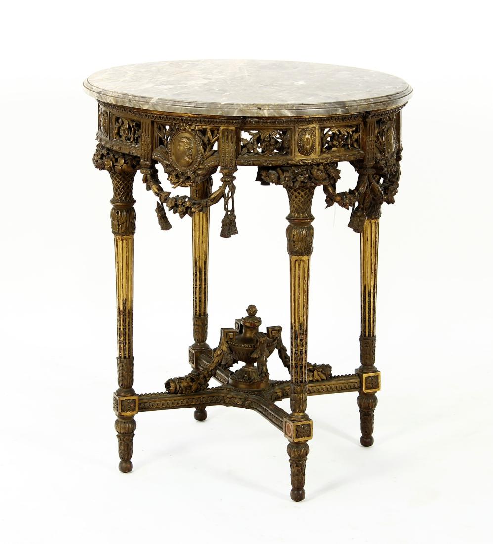 19th C. Louis XVI Style Gilt Wood/MarbleTable (1 of 9)
