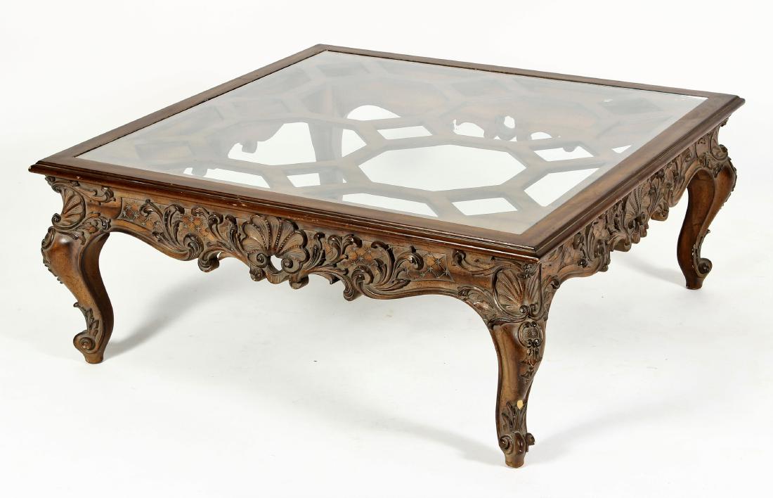 French Provincial Style Glass Top Coffee Table (1 of 5)