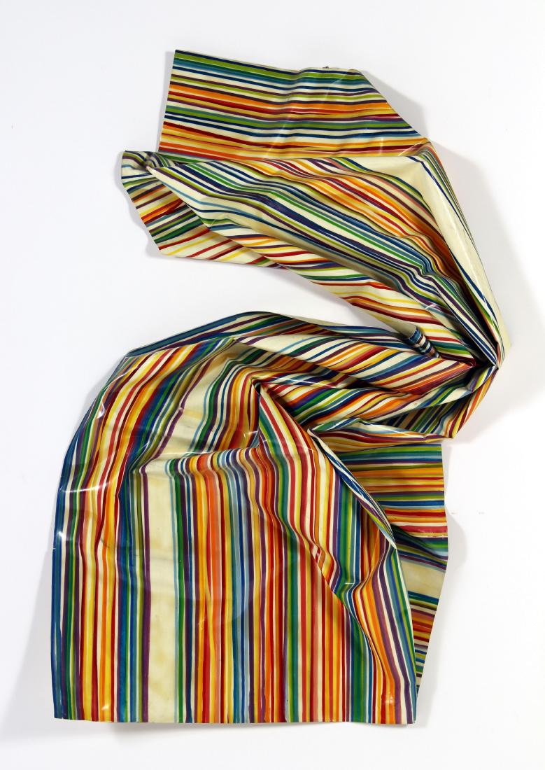 Kalina Osborne, 20th C.,Stripes, resin: Kalina Osborne, Am, 20th C., Stripes, resin, verso signed and dated(AFOX6158)(MM)Dimensions: 48 x 32 x 7 Property Title: From the Personal Collection of the late Samuel M. Kootz and Dr. Joyce Lewinson