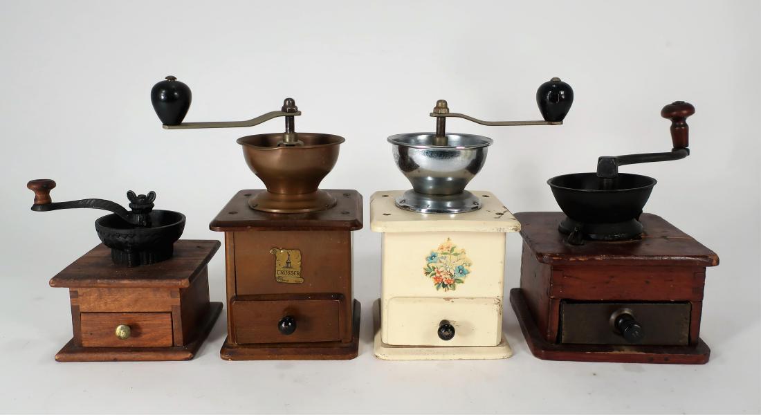 4 Open Top Antique Coffee Mills (1 of 6)