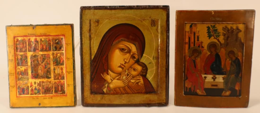3 Icons, Russian/Greek 19th/20th C., Tempera/Panel (1 of 8)