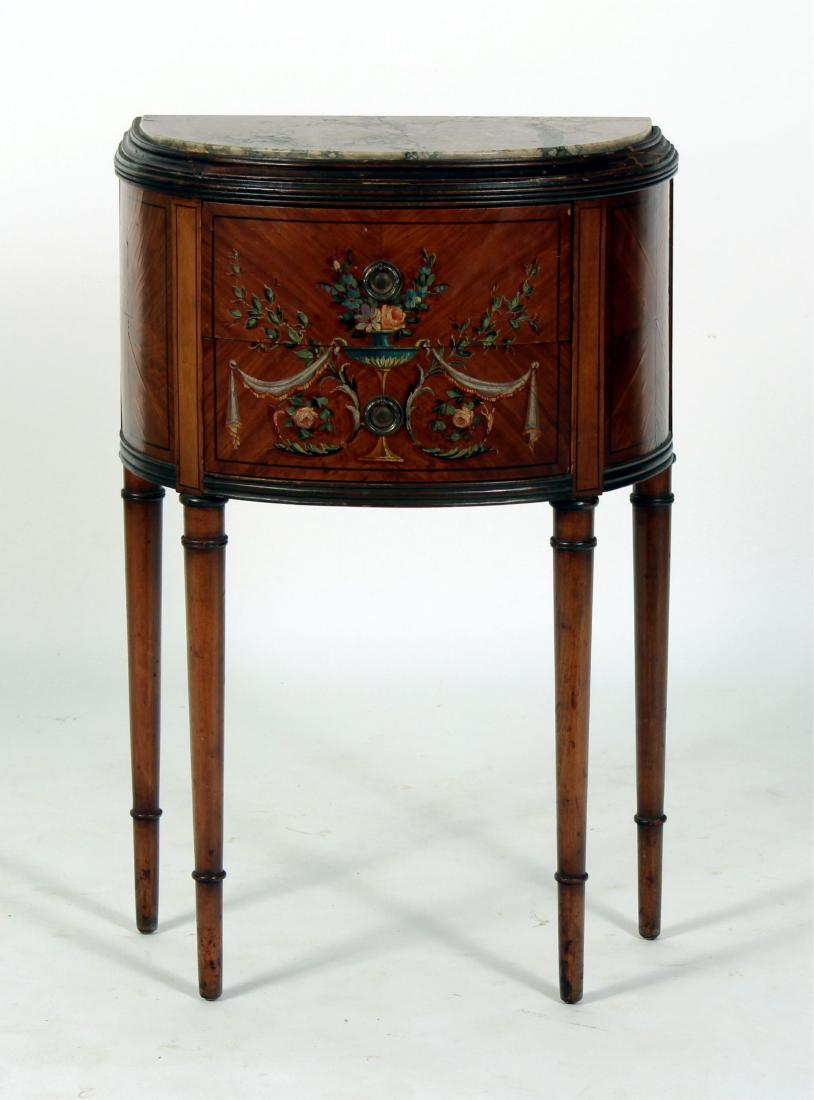 French Style Painted Demilune 2-Drawer Stand (1 of 6)