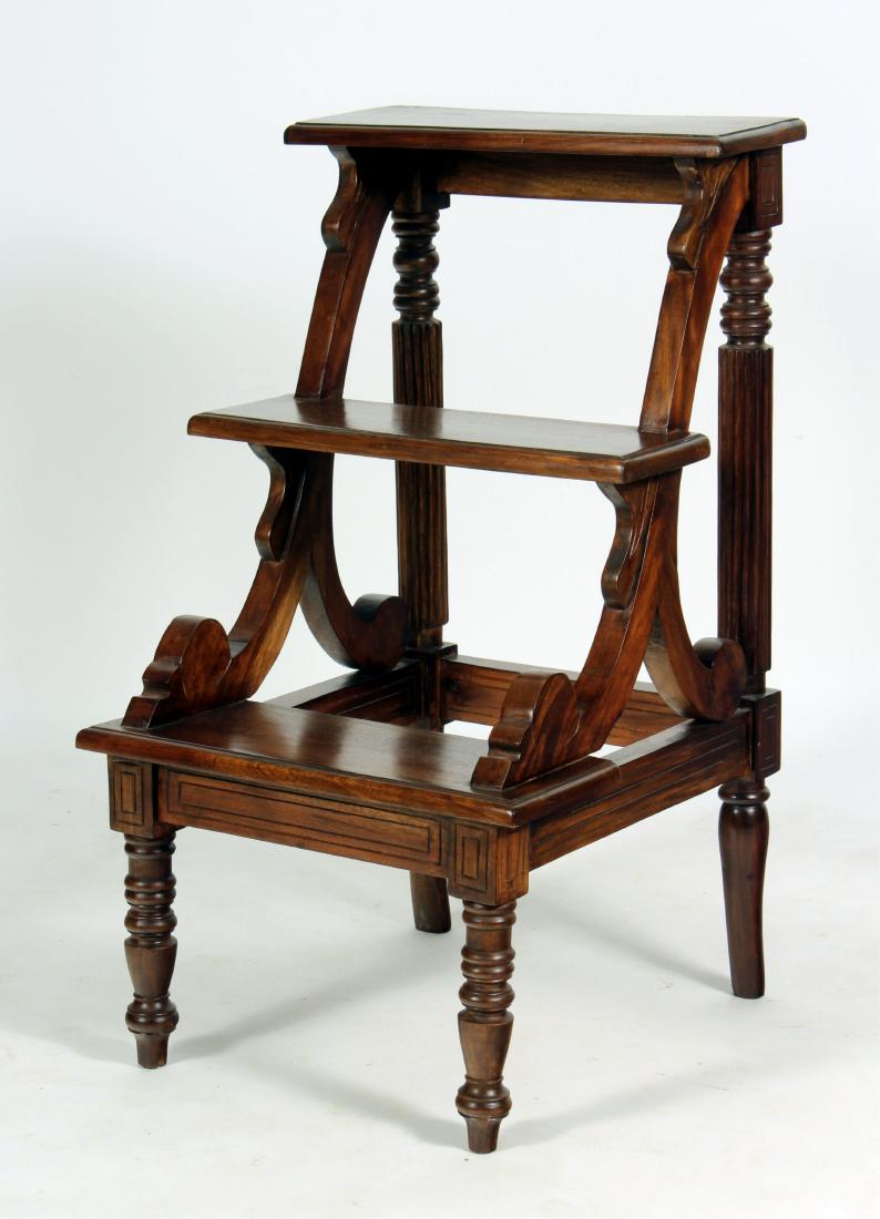 Mahogany Carved Library Steps (1 of 5)