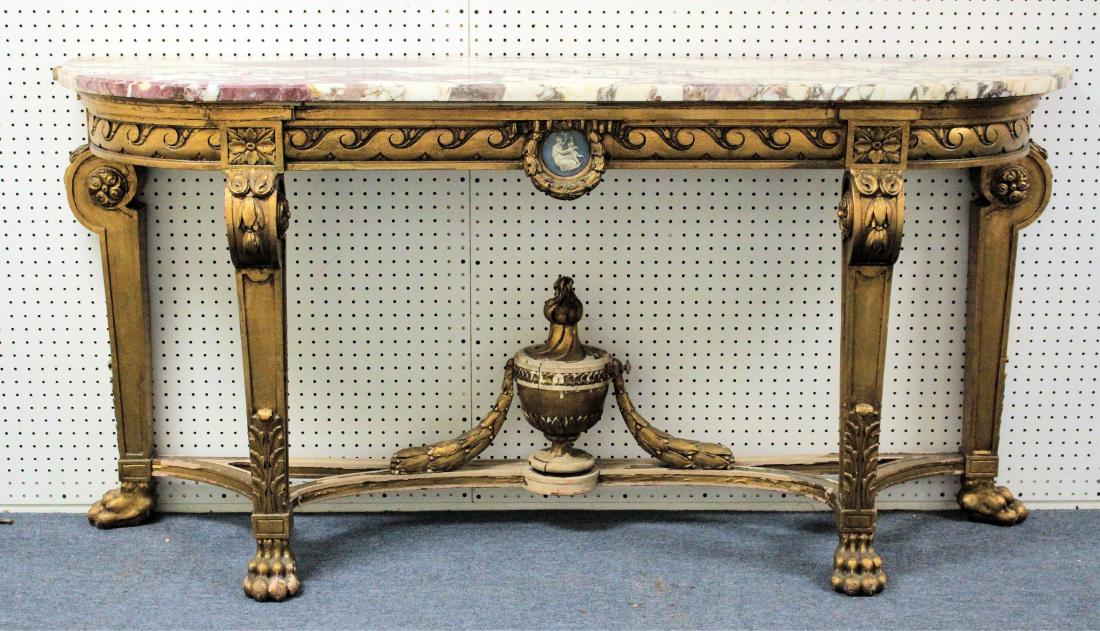 Rouge Variegated Marble Top Giltwood Console (1 of 7)