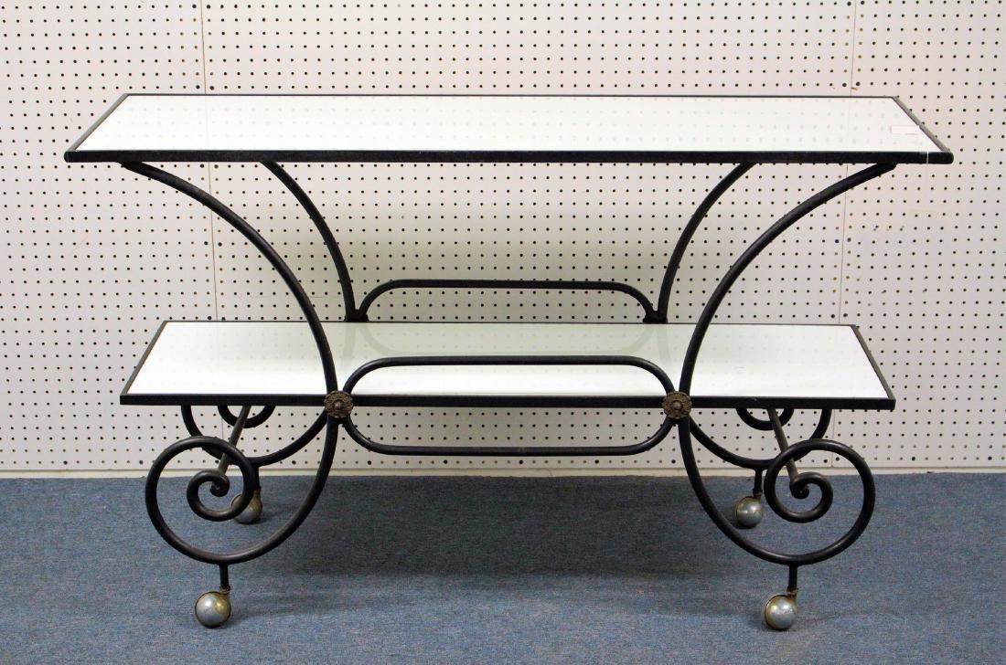 2-Tier Baker's Table Iron Brass and White Glass (1 of 4)