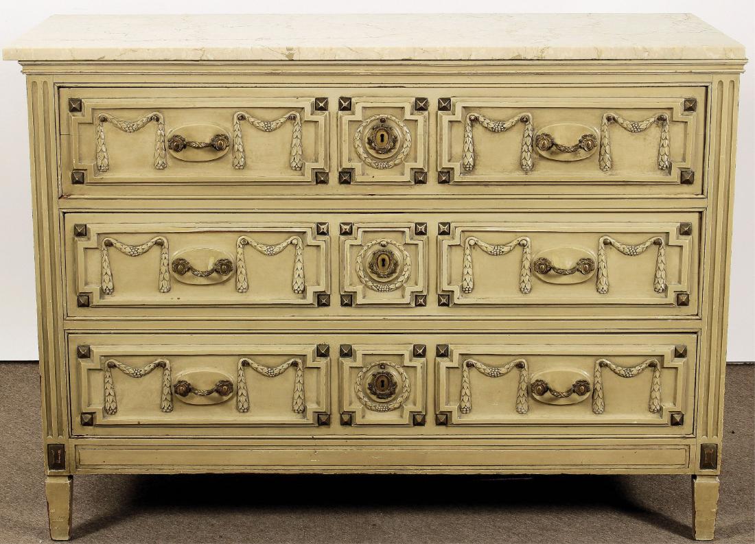 French Provincial Style Marble Top Chest (1 of 6)