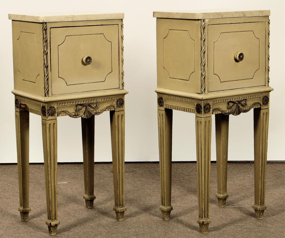 Pair of Painted Marble Top Bedside Tables (1 of 5)