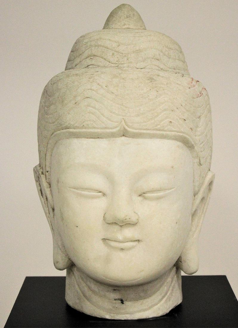 Large Chinese Alabaster Head of Buddha (1 of 9)