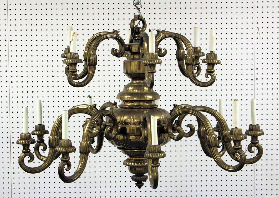 Georgian 18th c. Style Large Brass Chandelier (1 of 7)