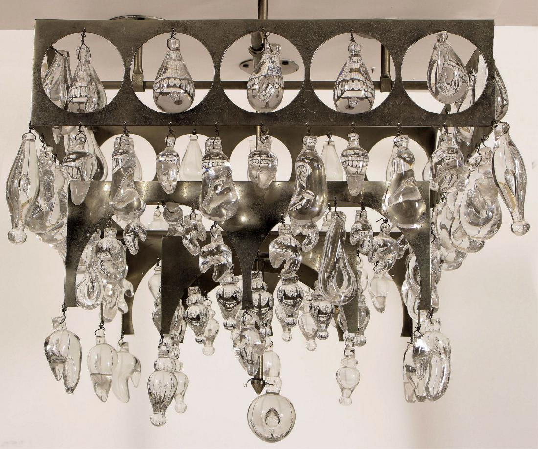 Midcentury Hand Blown Glass Drops and Aluminum Fixture (1 of 7)