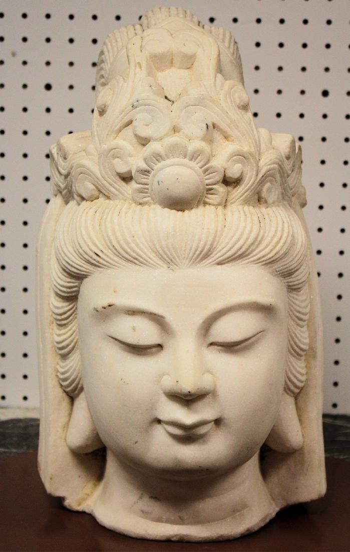 Alabaster Head of Chinese Goddess Kwan-Yin (1 of 6)