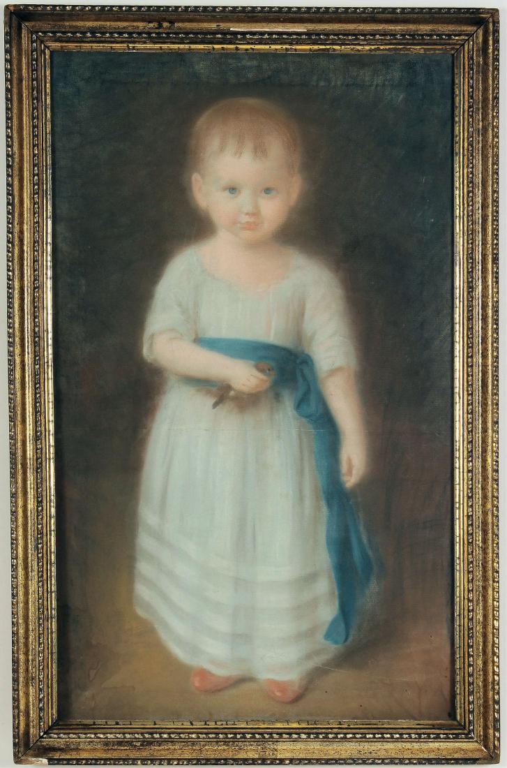 Am. Sch. e 19th century, Young Girl, Pastel (1 of 6)