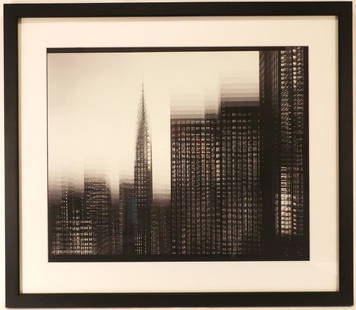 Len Prince, Am., b. 1953, The Chrysler Building: Len Prince, American, b. 1953, The Chrysler Building Motion Landscape, 2009, Digital Pigment Print, matted and framed under glass [BSI7378] (EKW) Dimensions: Frame: 27.25" x 31.25"