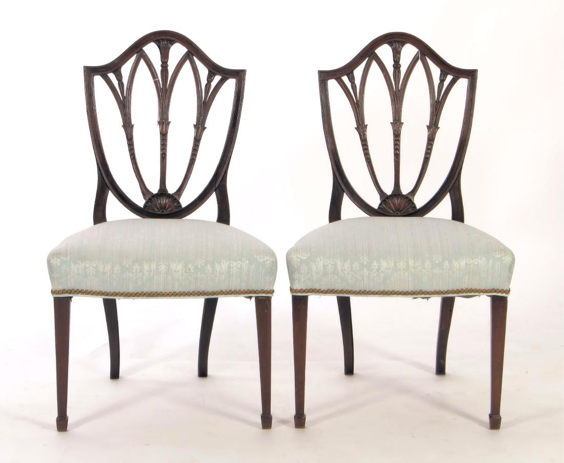 Pr. of Hepplewhite Shield Back Dining Chairs (1 of 10)